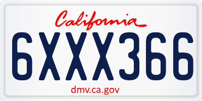 CA license plate 6XXX366