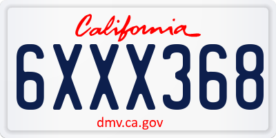 CA license plate 6XXX368