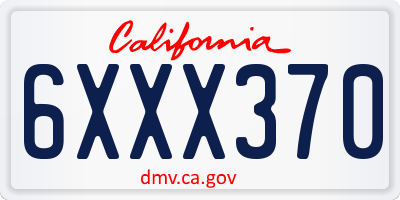 CA license plate 6XXX370