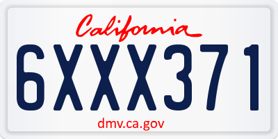 CA license plate 6XXX371