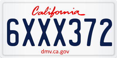 CA license plate 6XXX372