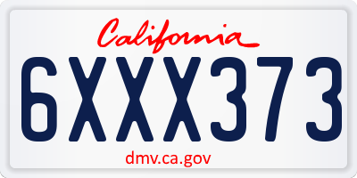 CA license plate 6XXX373