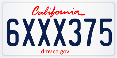 CA license plate 6XXX375