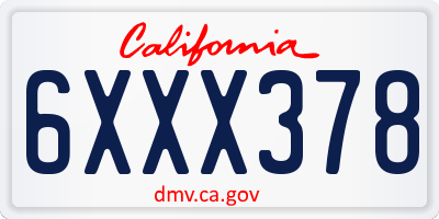CA license plate 6XXX378