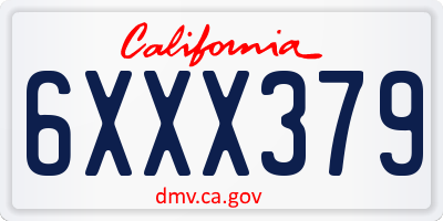 CA license plate 6XXX379