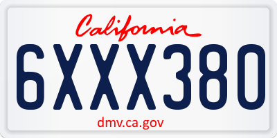CA license plate 6XXX380