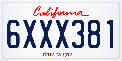 CA license plate 6XXX381