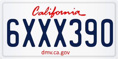 CA license plate 6XXX390