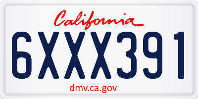 CA license plate 6XXX391