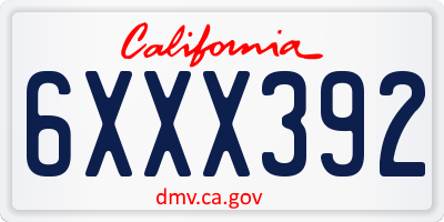 CA license plate 6XXX392