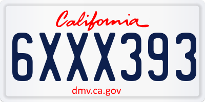 CA license plate 6XXX393