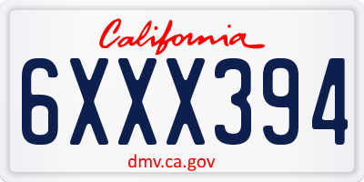 CA license plate 6XXX394