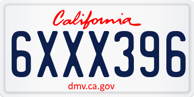 CA license plate 6XXX396