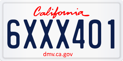 CA license plate 6XXX401