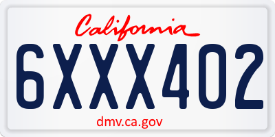 CA license plate 6XXX402