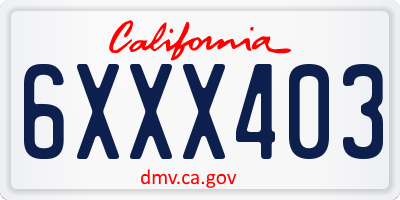 CA license plate 6XXX403