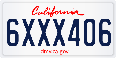 CA license plate 6XXX406
