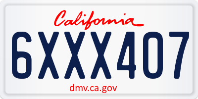 CA license plate 6XXX407