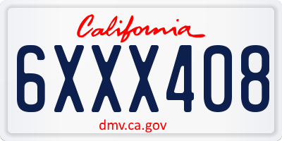 CA license plate 6XXX408
