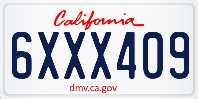 CA license plate 6XXX409