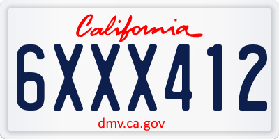 CA license plate 6XXX412