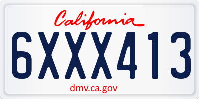 CA license plate 6XXX413