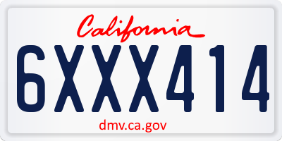 CA license plate 6XXX414