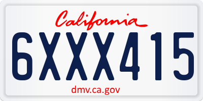 CA license plate 6XXX415