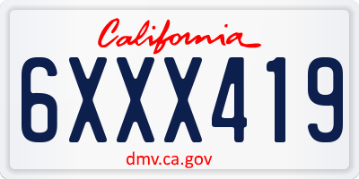 CA license plate 6XXX419