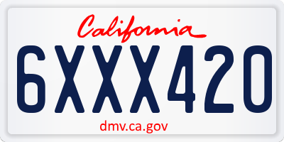 CA license plate 6XXX420