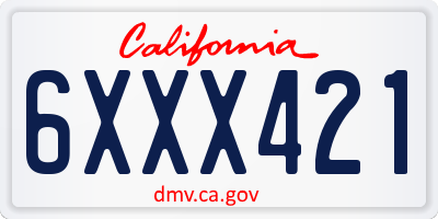 CA license plate 6XXX421