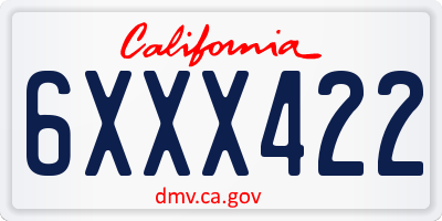 CA license plate 6XXX422
