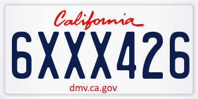 CA license plate 6XXX426