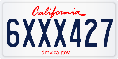 CA license plate 6XXX427