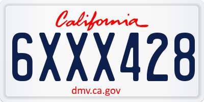 CA license plate 6XXX428