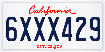 CA license plate 6XXX429