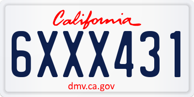 CA license plate 6XXX431