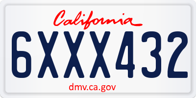 CA license plate 6XXX432