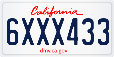 CA license plate 6XXX433