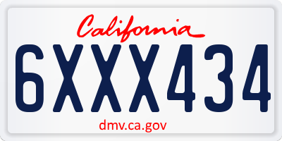 CA license plate 6XXX434
