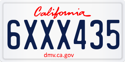 CA license plate 6XXX435