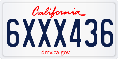 CA license plate 6XXX436