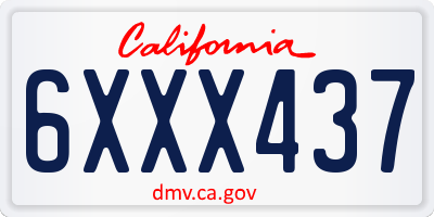 CA license plate 6XXX437
