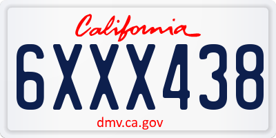 CA license plate 6XXX438