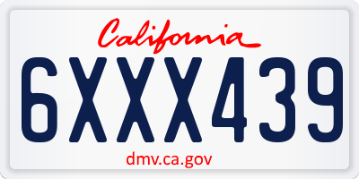 CA license plate 6XXX439