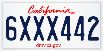 CA license plate 6XXX442