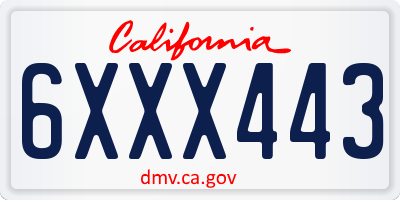 CA license plate 6XXX443