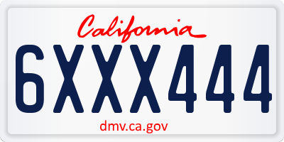 CA license plate 6XXX444