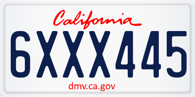 CA license plate 6XXX445