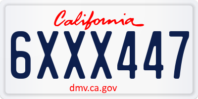 CA license plate 6XXX447